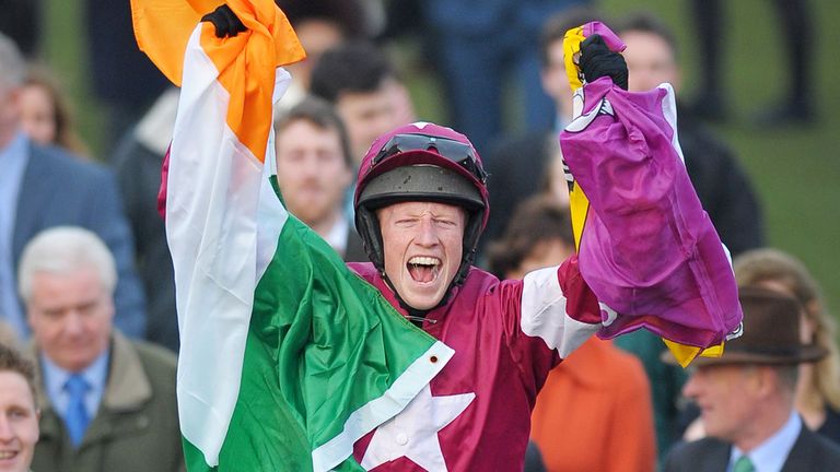 Mikey Fogarty on Don Poli after winning at the Cheltenham Festival