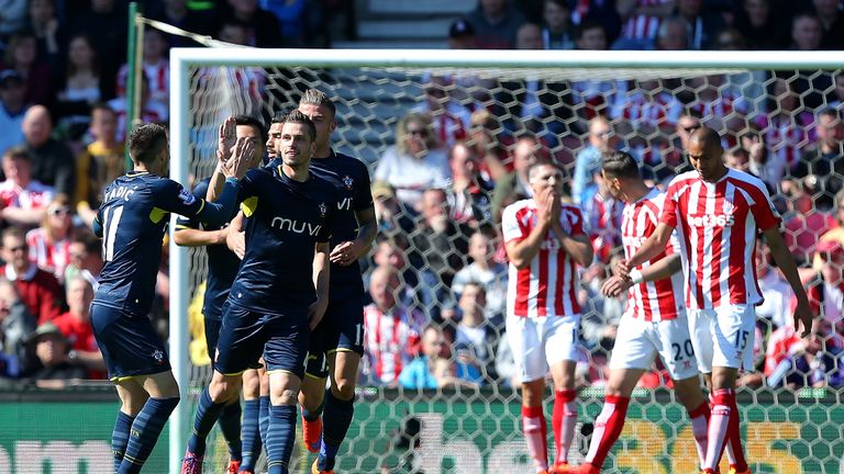 Morgan Schneiderlin celebrates after putting Southampton ahead in the 22nd minute