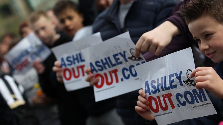 A large group of Newcastle fans protested against Mike Ashley before Sunday's game
