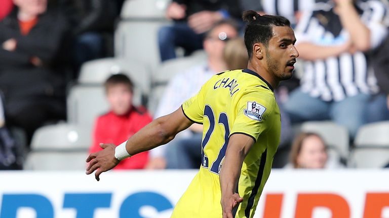 Nacer Chadli celebrates after putting Tottenham in front
