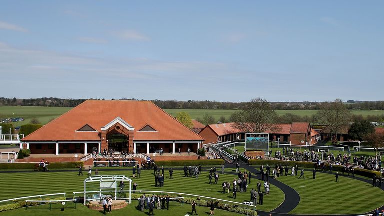 A general view of the parade ring at Newmarket