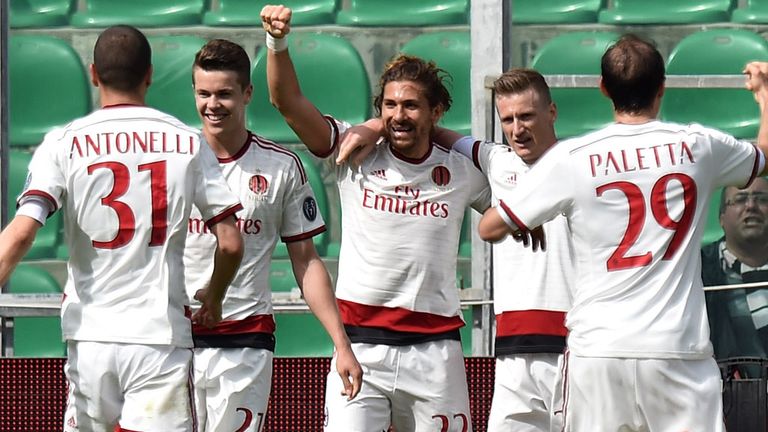 Alessio Cerci celebrates after giving AC Milan the lead