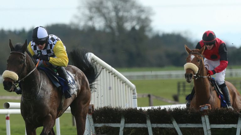 I Shot The Sheriff and Paul Townend jump the last to win The Boomerang Animal Bedding Handicap Hurdle.