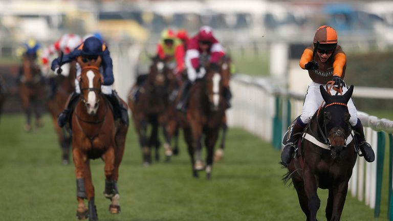 Sam Waley-Cohen rding Rajdhani Express win The Crabbie's Topham Steeple Chase