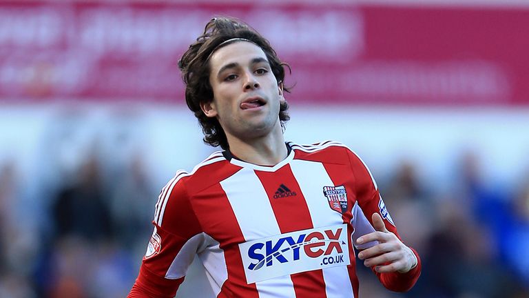 Brentford's Ramallo Jota in action during the Sky Bet Championship match at Portman Road, Ipswich.