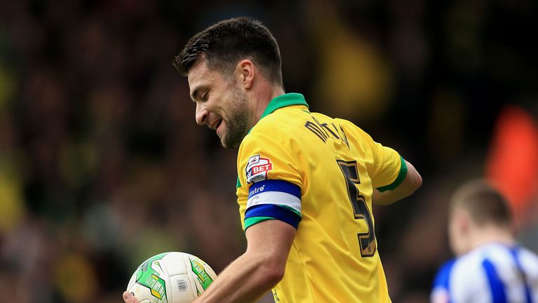 Norwich City's Russell Martin celebrates after his sides second goal during the Sky Bet Championship fixture at Carrow Road, Norwich.