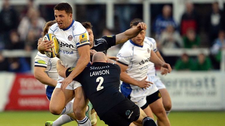 Sam Burgess in action for Bath against Newcastle