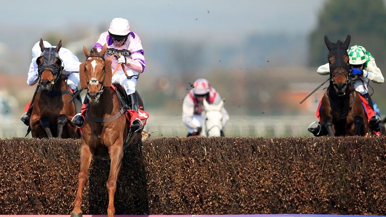 Silviniaco Conti ridden by jockey Noel Fehily clears a fence on the way to winning the Betfred Bowl at Aintree
