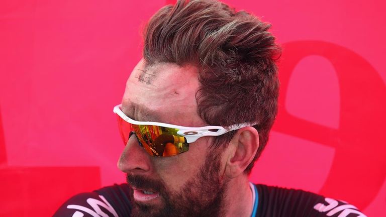 Sir Bradley Wiggins during the 2015 Paris - Roubaix cycle race from Compiegne to Roubaix on April 12, 2015 in Paris, France.