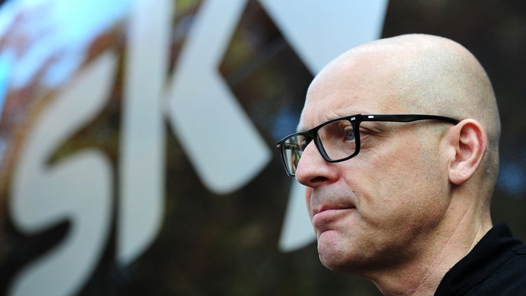 Sir Dave Brailsford, Team Principal of Team Sky looks on prior to the start of Stage Four of the 2014 Tour of Britain f