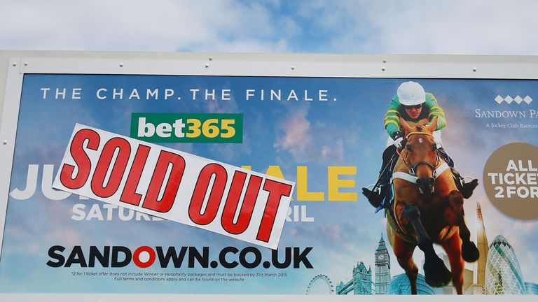 'Sold Out' signs outside Sandown Park