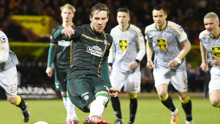 Stefan Johansen scores for Celtic against St Mirren