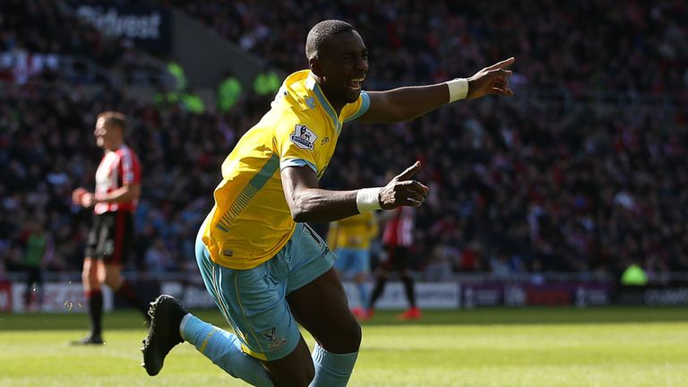 Crystal Palace's Yannick Bolasie celebrates after scoring against Sunderland
