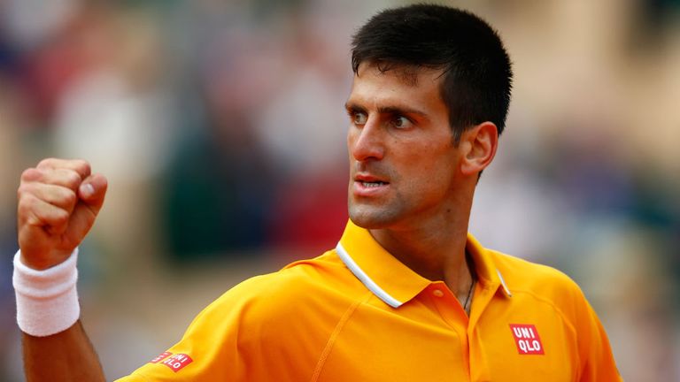 Novak Djokovic celebrates defeating Rafa Nadal in the semi-finals of the Monte Carlo Masters