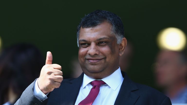 QPR Chairman Tony Fernandes  gives the thumbs up during the Barclays Premier League match between Queens Park Rangers and West Ham United