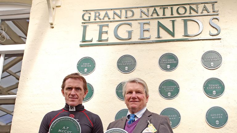 Tony McCoy is installed into the Grand National Legends Wall of Fame along with Ian Balding