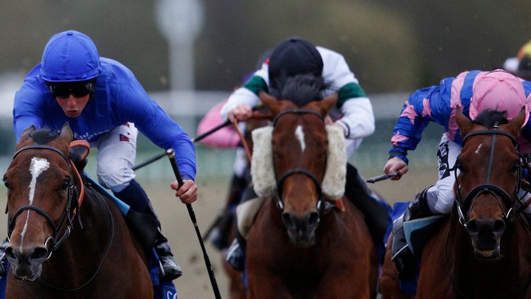 William Buick riding Tryster (L) win The Coral Easter Classic All-Weather Middle Distance Championships