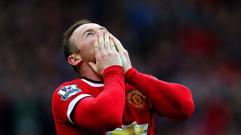 Wayne Rooney looks to the sky after scoring a wonder goal against Aston Villa to make it 2-0 at Old Trafford