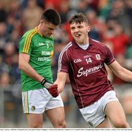 Galway full-forward Damien Comer celebrates after finding the net