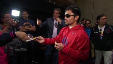 Manny eats chocolate before weigh-in!