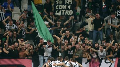 Juventus celebrate first-leg victory over Real Madrid with supporters now within touching distance at their new stadium