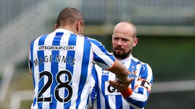 Image of Josh Magennis (left) celebrates his goal against Partick Thistle with Jamie Hamill.