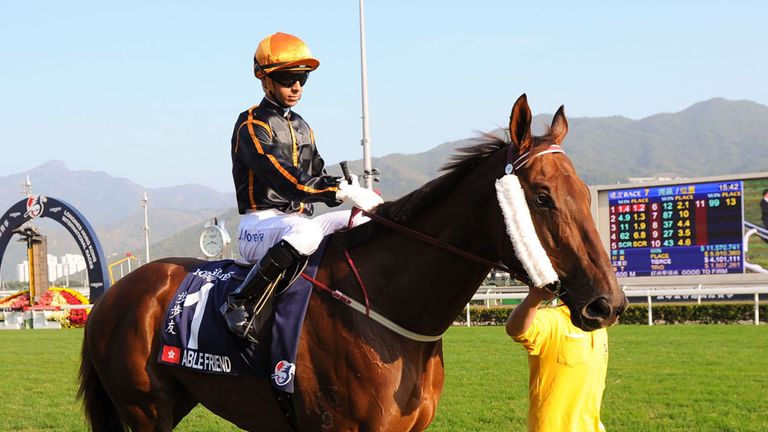 HONG KONG - DECEMBER 14:  Joao Moreira riding Able Friend heads to the start in Race 7, The LONGINES Hong Kong Mile during International Race day at Sha Ti