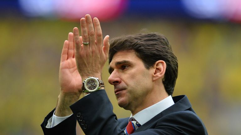 Middlesbrough's Spanish manager Aitor Karanka reacts at the final whistle of the English Championship play off final 
