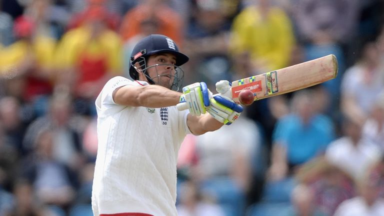 England captain Alastair Cook bats during day two of 2nd Investec Test match between England and New Zealand at Headingley