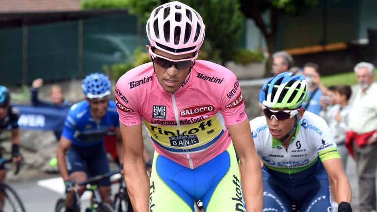 Alberto Contador on stage 16 of the 2015 Giro d'Italia, Passo del Mortirolo