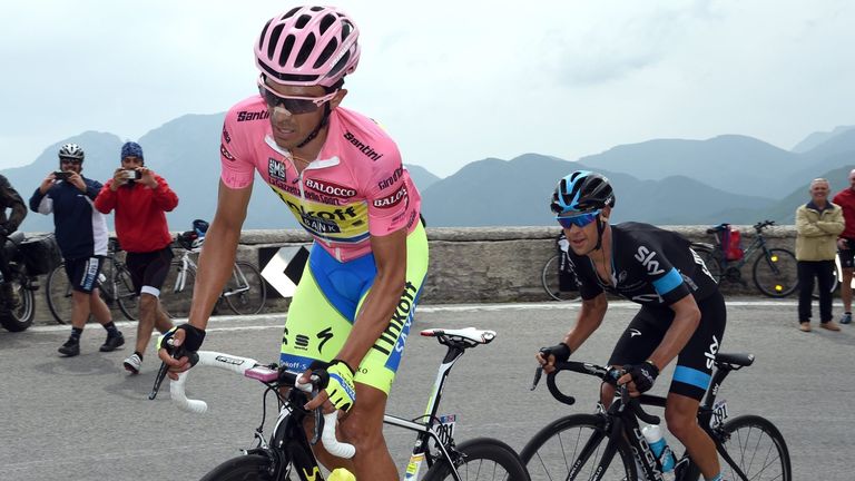 Alberto Contador and Richie Porte on stage nine of the 2015 Giro d'Italia