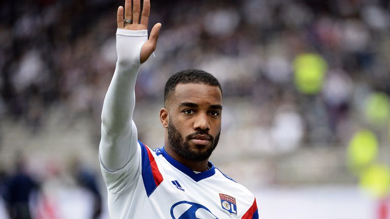 Lyon's French forward Alexandre Lacazette gestures before the French L1 football match between Lyon and 