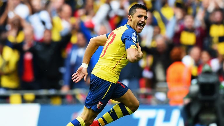 Alexis Sanchez of Arsenal celebrates 