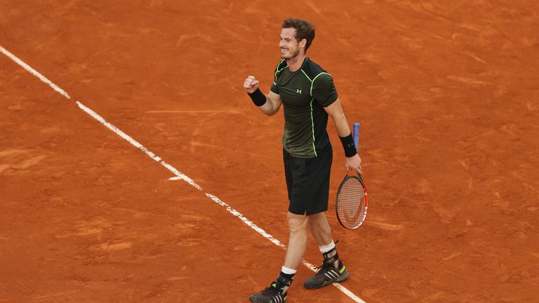 Andy Murray of Great Britain celebrates match point against Rafael Nadal of Spain  in the mens final during day nine of the Mutua 