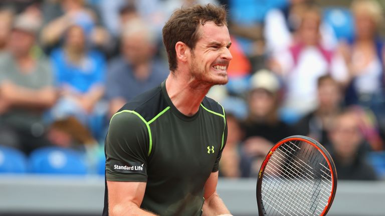 Andy Murray of Great Britain reacts during the finale match between Andy Murray of Great Britain and Philipp Kohlschreiber of Germany of the BMW Open