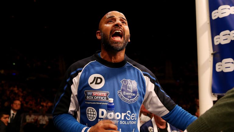 Tony Bellew's trainer David Coldwell shouts instructions during the eliminator for the WBO world cruiserqweight champion against Nathan Cleverly 