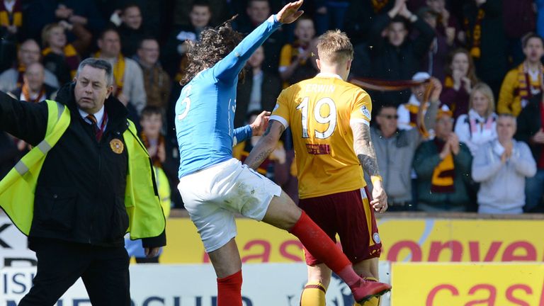 Rangers' Bilel Mohsni clashes with Lee Erwin at full-time