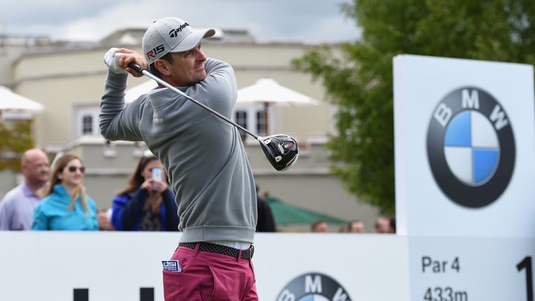 Justin Rose of England tees off during the Pro-Am ahead of the BMW PGA Championship at Wentworth.