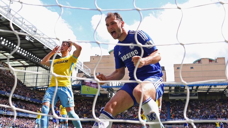 Branislav Ivanovic celebrates after Eden Hazard's headed goal