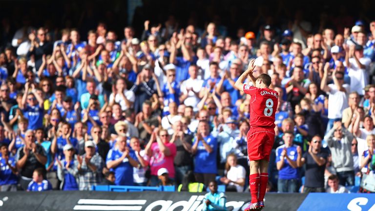 Steven Gerrard receives a standing ovation from Chelsea fans as he was substituted