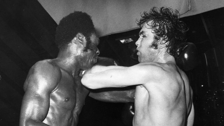 Middleweight boxer and 1968 Olympic gold medalist Chris Finnegan in action during a fight.  Original Publication: People Disc - HU0354   (Photo by Evening 
