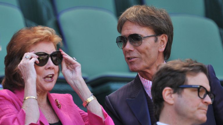 English actor Colin Firth (bottom), singer Cliff Richard (top R) and singer and actress Cilla Black were at Wimbledon