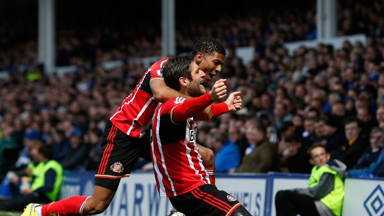 Danny Graham goal celeb, Patrick van Aanholt, Everton v Sunderland, Premier League