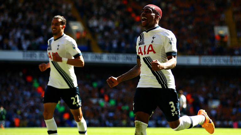 Danny Rose celebrates after doubling Tottenham's lead over Hull