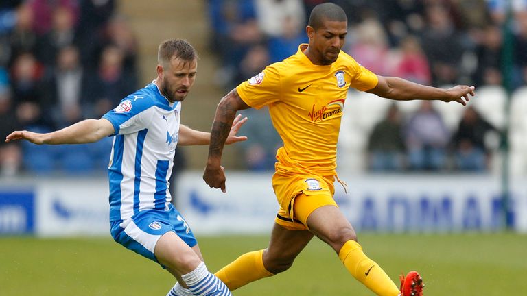 Preston North End's Jermaine Beckford and Colchester United's David Fox