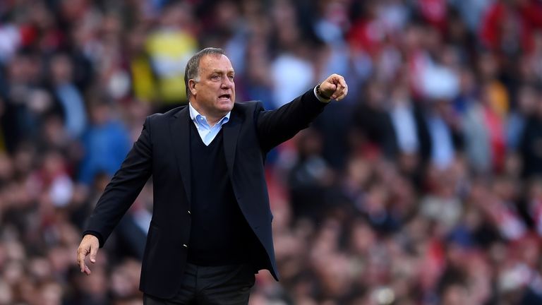 Dick Advocaat looks on during the Barclays Premier League match between Arsenal and Sunderland at Emirates Stadium on May 20 2015
