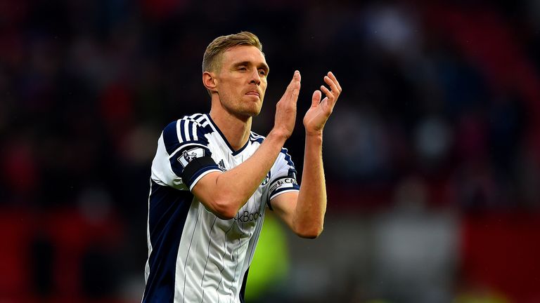 MANCHESTER, ENGLAND - MAY 02:  Darren Fletcher of West Brom applauds the fans after the Barclays Premier League match between Manchester United and West Br