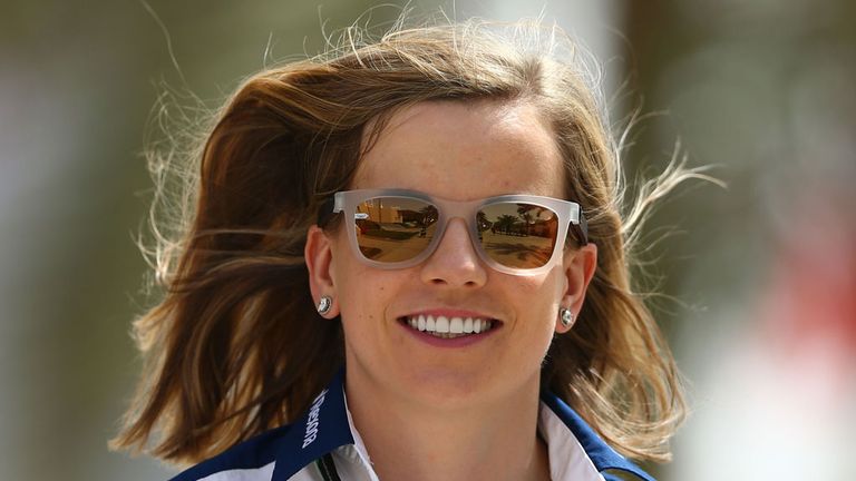 BAHRAIN, BAHRAIN - APRIL 18:  Susie Wolff of Williams walks into the paddock during final practice for the Bahrain Formula One Grand Prix at Bahrain Intern
