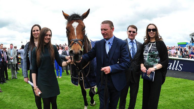 Gleneagles with trainer Aidan O'Brien, his wife Annmarie, daughters Sarah and Ana and groom Pat Keating