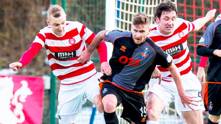 Martin Canning (r) in action for Hamilton against Kilmarnock
